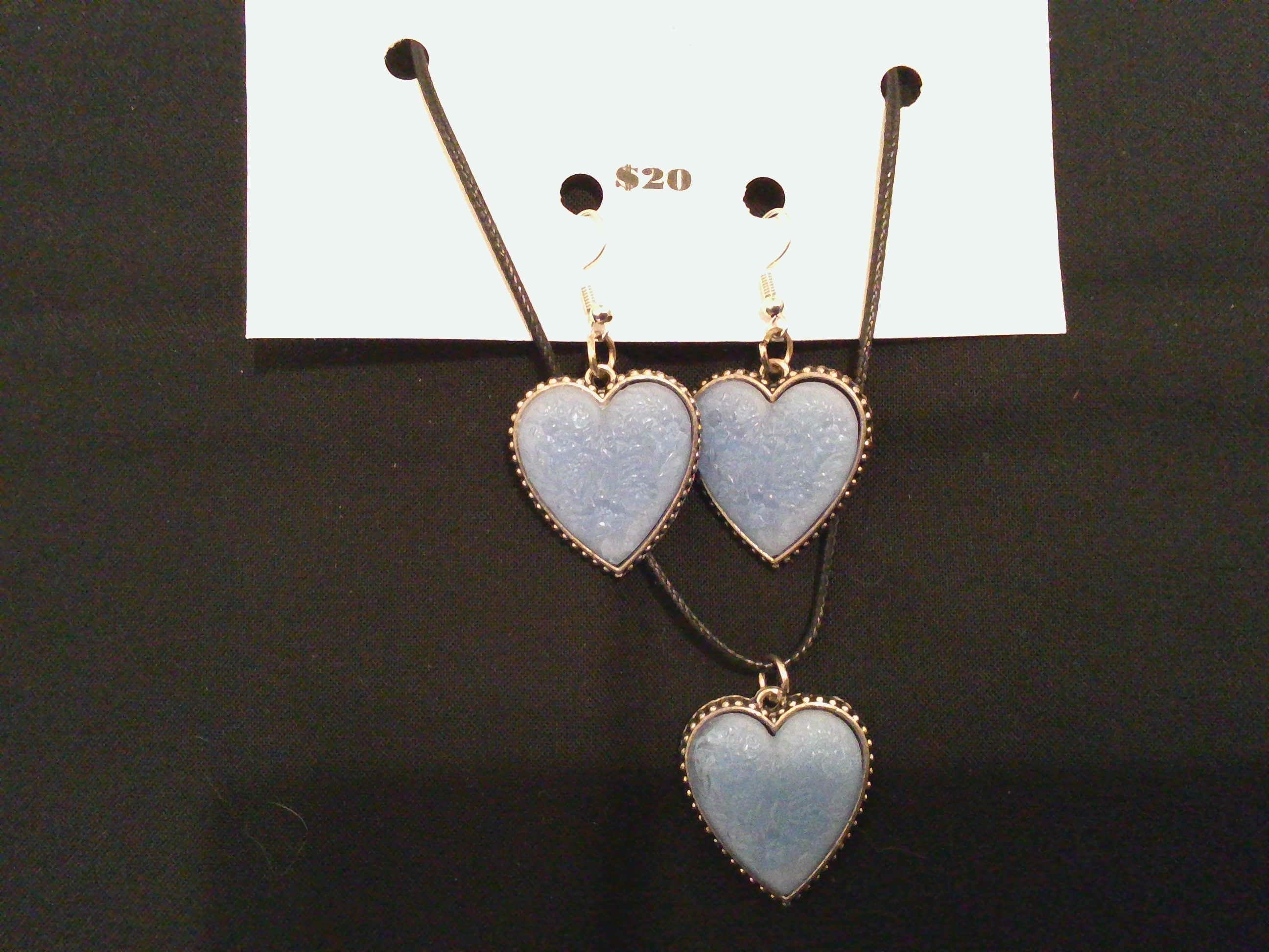 Blue Heart Necklace & Earring Set